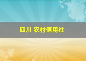 四川 农村信用社